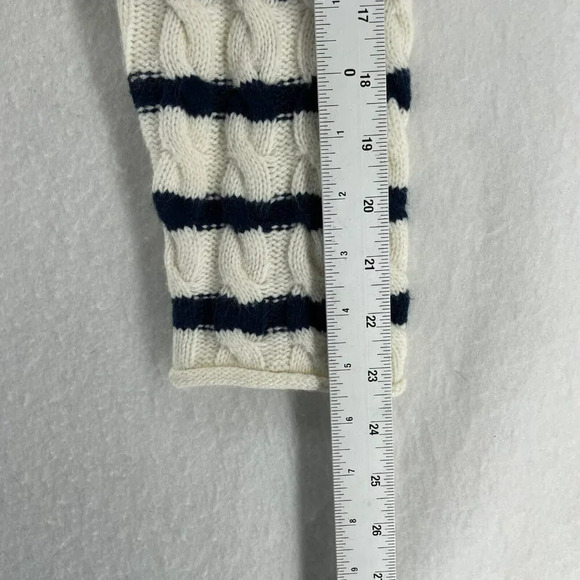 Pink Rose Sweater Women's Sz L White Cable-Knit Striped Cropped Regular Pullover - Picture 4 of 12